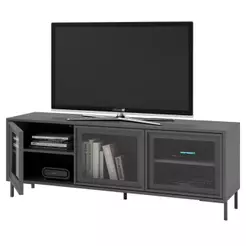 Rack para Sala TV até 55 Polegadas 3 Portas de Vidro 2 Prateleiras Refresh BR149 Preto - BRV Móveis
