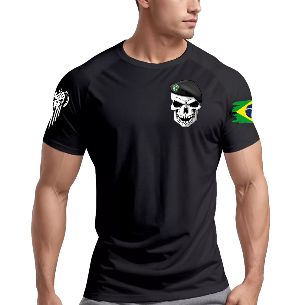 Camiseta Dry Fit Original Masculina Caveira Força Militar Muscle Promoção P ao GG Envio Rápido em Oferta na Shopee