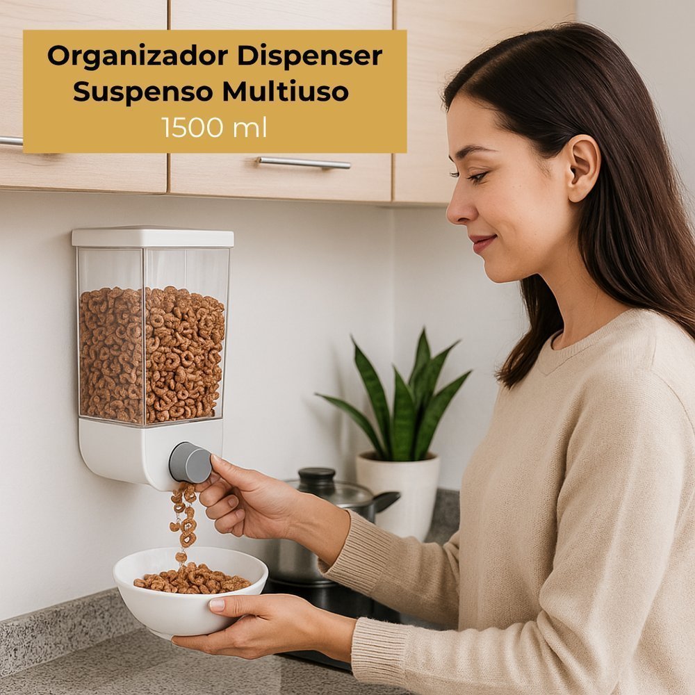 Dispenser Organizador Suspenso Parede 1000ml 1500ml Porta Mantimento Cereal Grãos Ração Achadinhos