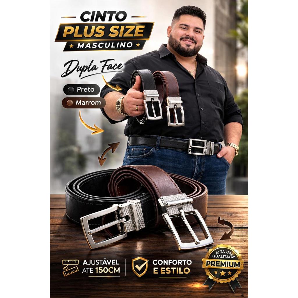 Cinto Masculino 2 cores em 1 PLUS-SIZE - 160CM. marrom de um lado e preto de outro em Oferta na Shopee