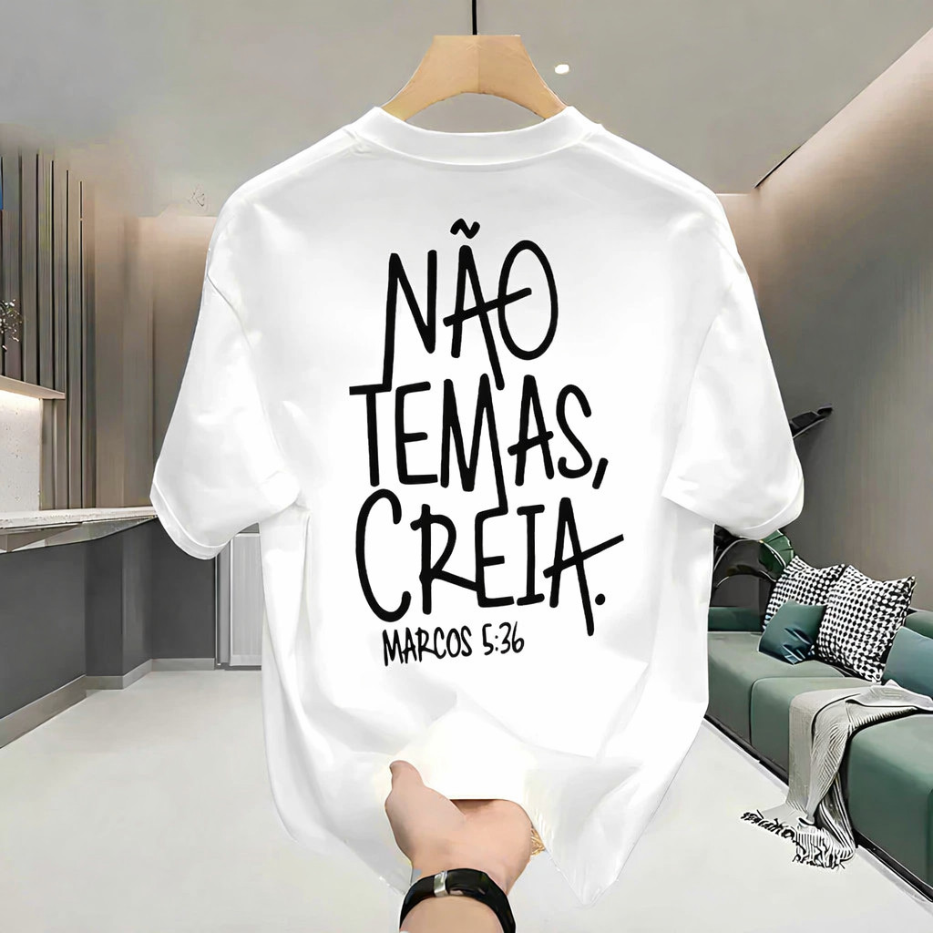 Camiseta Masculina Estampada Streetwear Jesus Camisa 100% Algodão Estampada Cristã Gospel Evangélica
