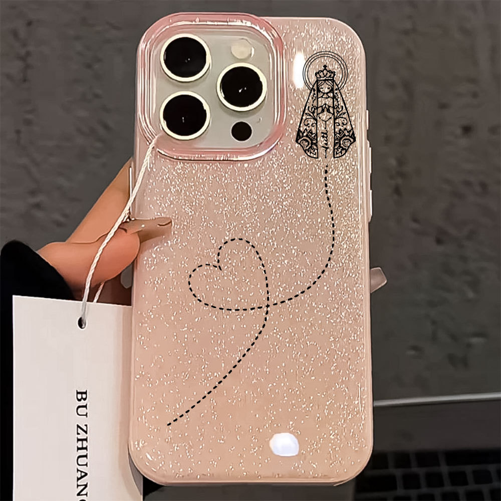 Amor Nossa Senhora Capinha Capa Para iPhone 17 Ar 16 15 14 Plus 13 12 11 Pro Max XR Glitter Silicone Anti-Impacto em Oferta na Shopee