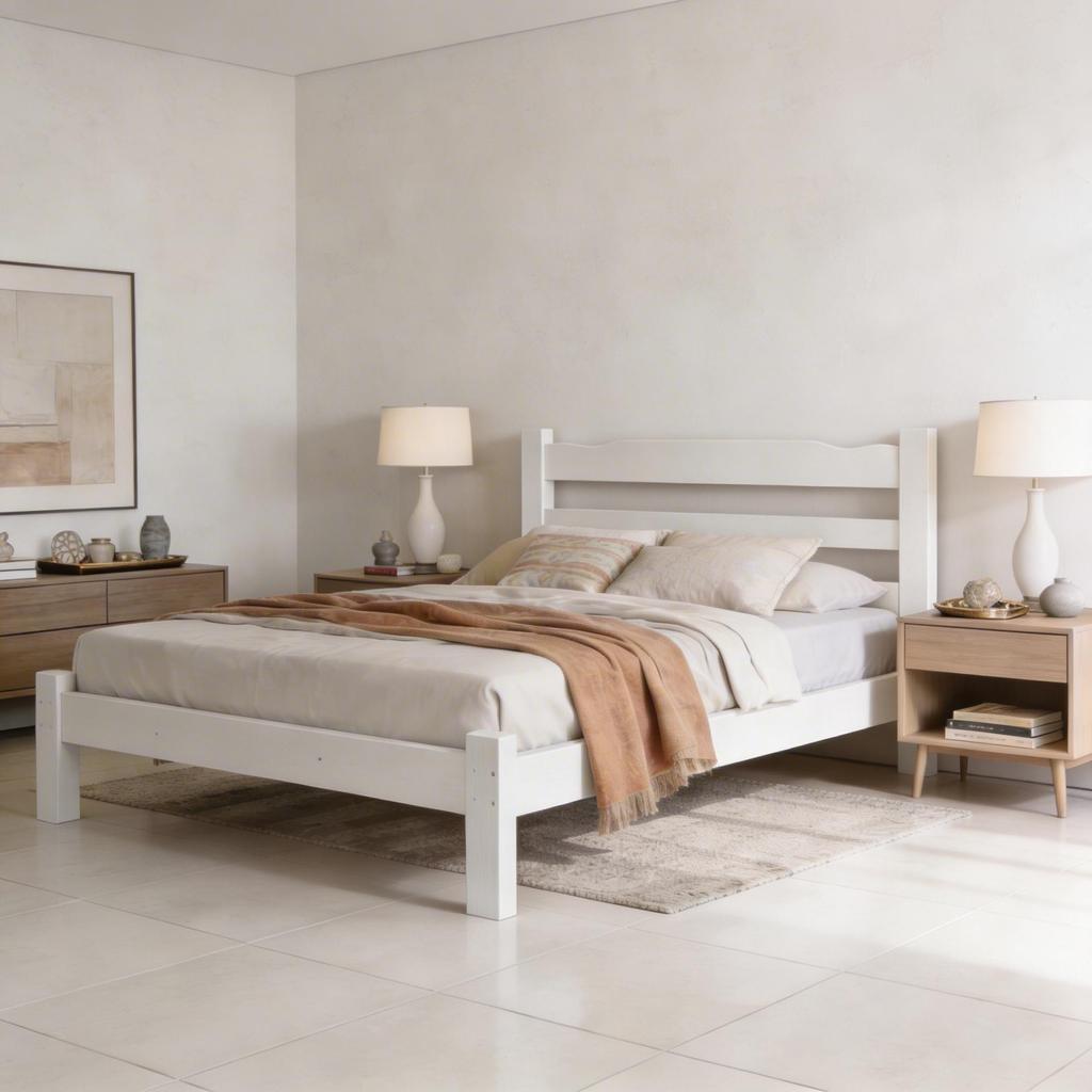 Cama Casal Queen com Colchão Madeira Maciça Robusta Repleta