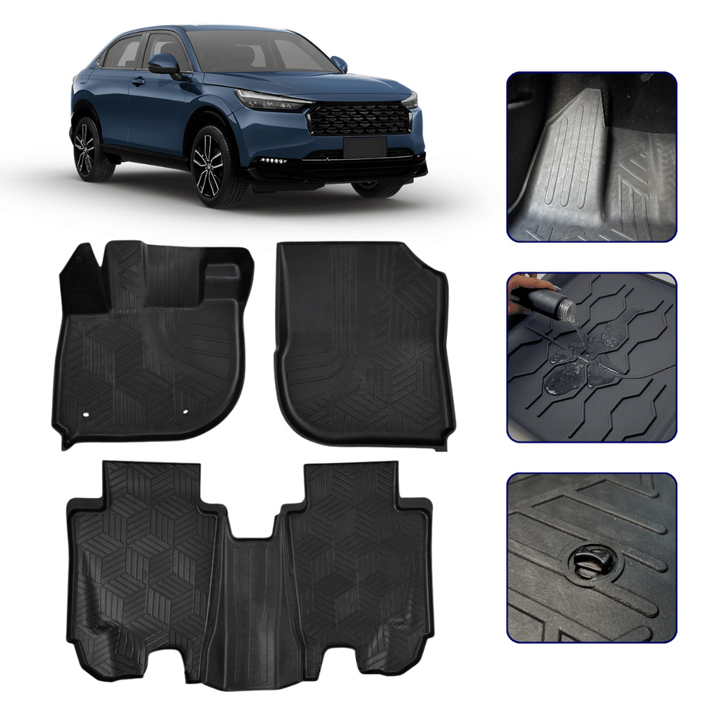 Jogo de Tapete com Borda Elevada Tipo Bandeja Compatível com HR-V 2016 a 2026 Tapete Premium 3D