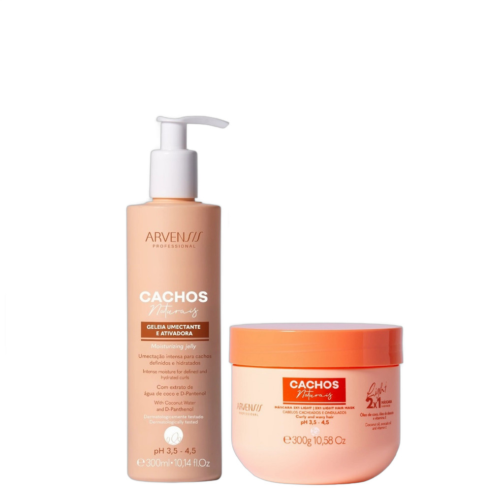 Kit Arvensis Cachos Naturais Light - Geleia Umectante 300ml + Máscara 2x1 300g