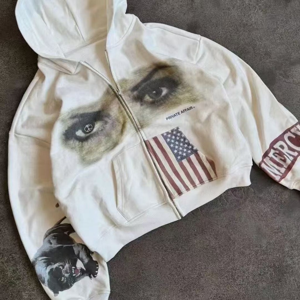 Americano Retro outono moda personagem carta masculino feminino rua moletom com capuz com capuz