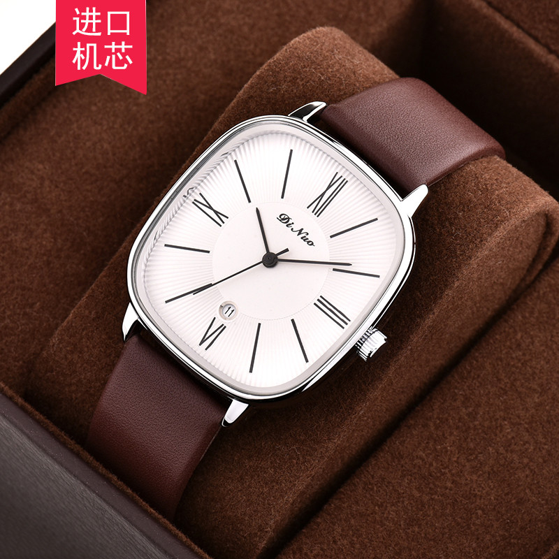 Genuíno Tino relógio masculino cinto quadrado relógio de quartzo japão movimento importado moda Casual na moda relógio m