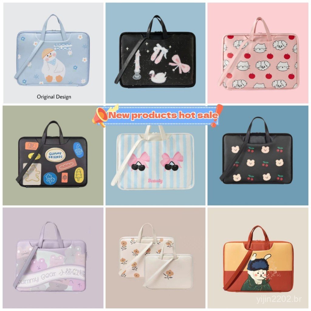 Bolsa Portátil para Laptop Adequada para 13.3/14.1/15.6 Polegadas, Design de Desenho Animado KHU2