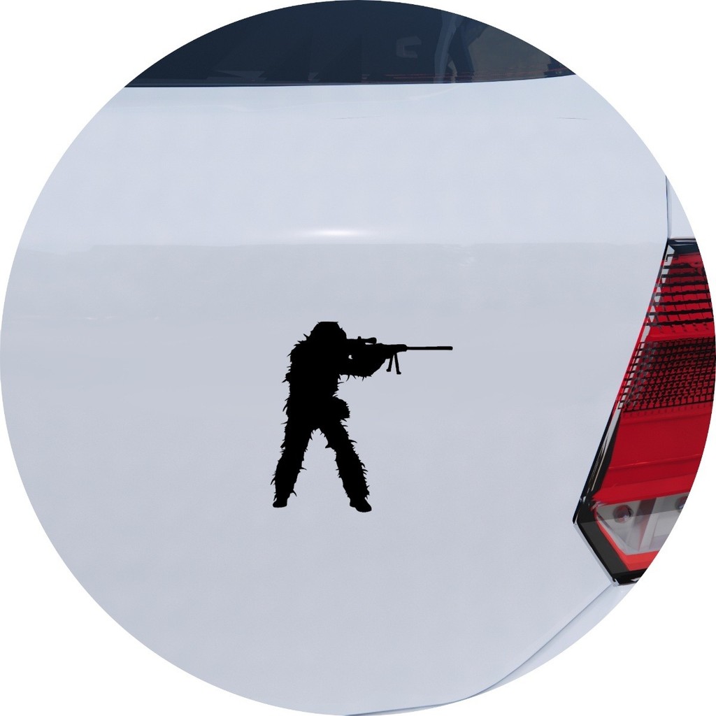 Adesivo Carro Moto Vidro Sniper Guile Airsoft Atirador Rifle