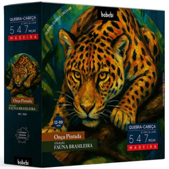 QUEBRA CABEÇA CIRCULAR ONÇA PINTADA 547 PEÇAS MADEIRA BABEBI PUZZLE ARTE ANIMAL BRASIL BRINQUEDO