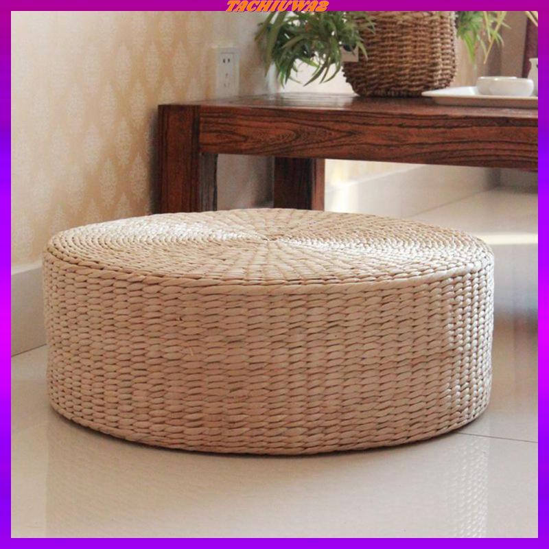 Imagem [Tachiuwa2] Almofada De Chão De Palha Feita À Mão Respirável Redonda Tatami Tapete De Meditação Cadeira Para Decoração D