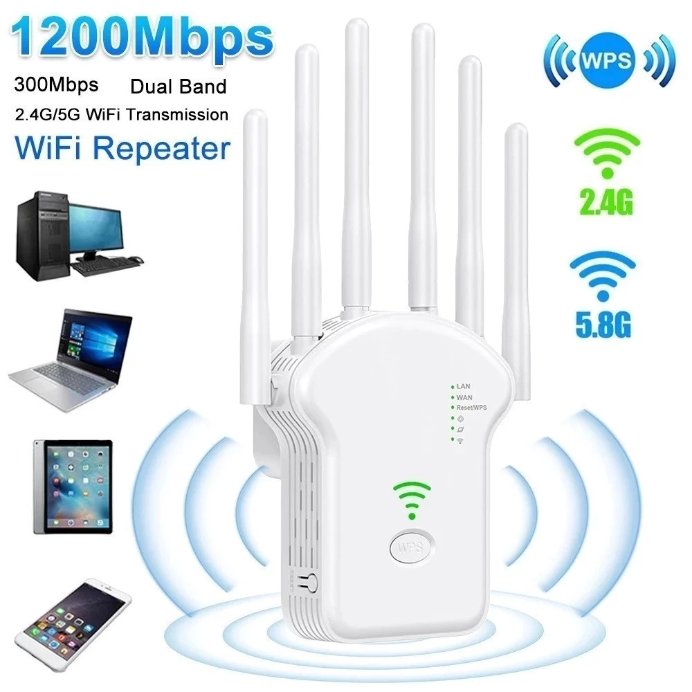 Repetidor Wifi 2800m 6 Antenas Roteador Amplificador De Sinal Modem 1200MBPS