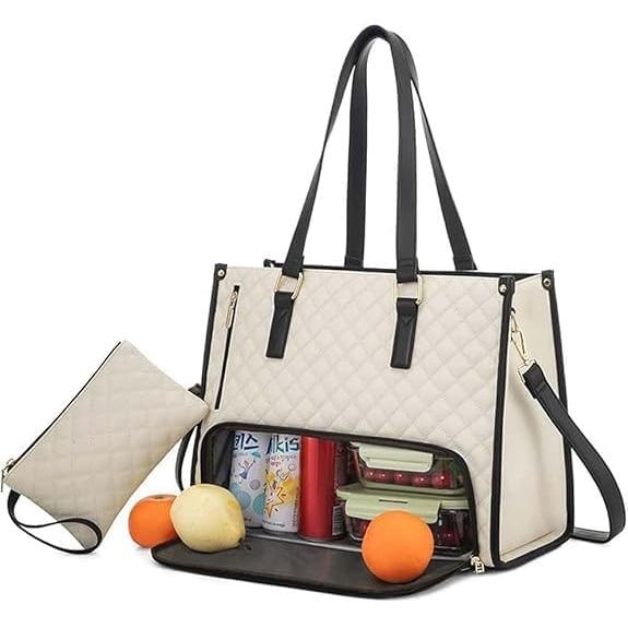 Conjunto de bolsa para almoço dois em um, combinando elegância e praticidade, bolsa de compras de grande capacidade com 