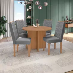 Conjunto Sala de Jantar Nira Kappesberg 4 Cadeiras Veludo Titanio