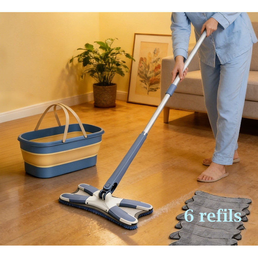 Kit 8  limpeza abrangente Mop twist + 6 Refis + Balde Dobrável - atende a todas de limpeza casa.