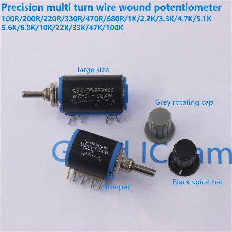 WXD3-13-2W 10K 100R 220R 470R 680Ohm 2W Potenciômetro Multivoltas Enrolado 1K 2.2K 4.7K 5.6K 6.8K 47K 100K Interruptor R