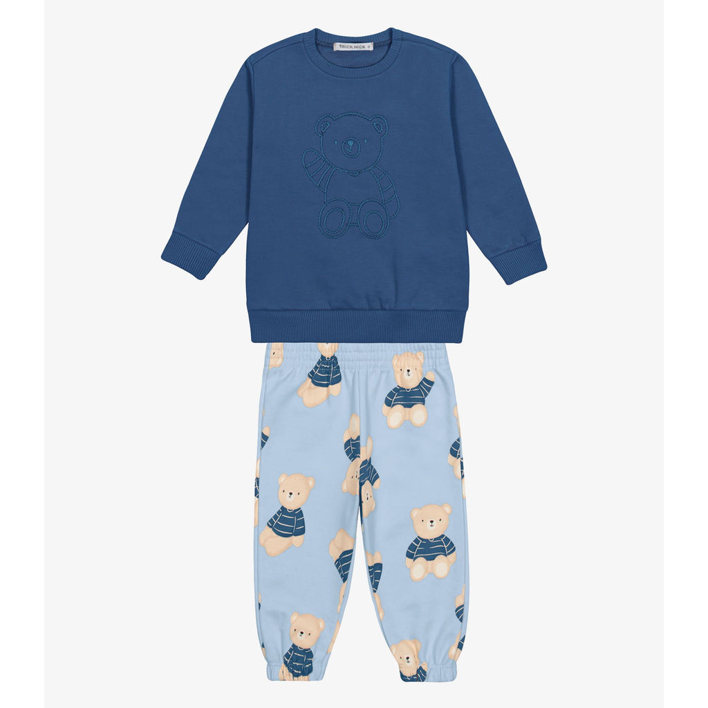 Conjunto Blusão Com Calça Moletom Felpa Trick Nick Azul