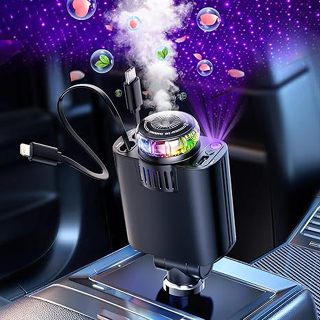 Carregador de carro retrátil com luz LED, carregador de carro rápido 5 em 1 de 120 W para iPhone e Android em Oferta na Shopee