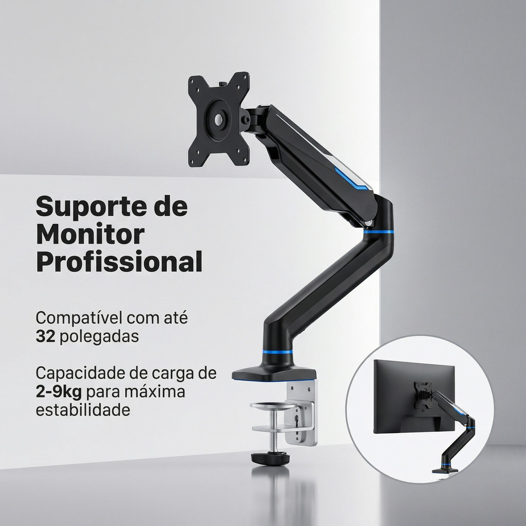 Suporte de Monitor Articulado para Mesa Braço Ajustável Compatível com  Para Home Office e Gamer