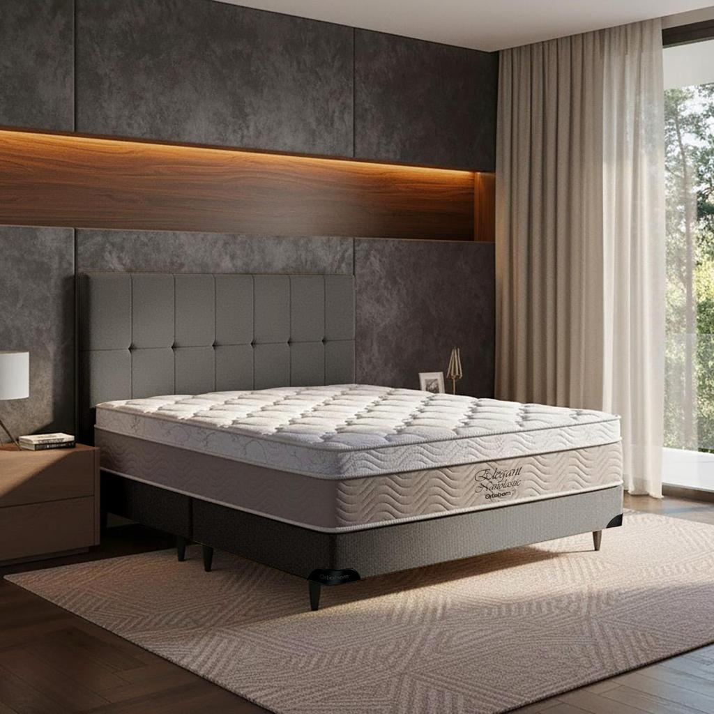 Cama Box  Cabeceira Elegant Nano SuperKing  (193x203)Ortobom