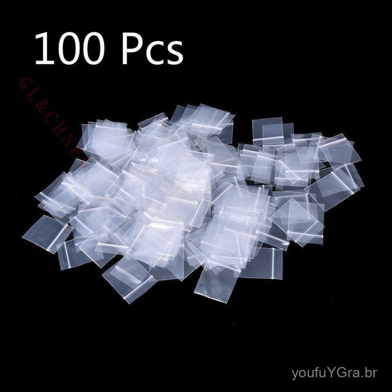 100 Pcs/set 3x3cm Mini Lock Baggies Sacos De Embalagem Plástica Pequenos De Plástico Com Zíper [Envio Rápid
