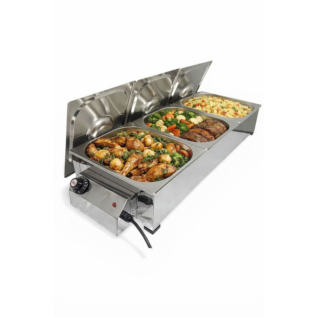 Rechaud Elétrico Banho Maria 3 Cubas Inox 19 Litros 127V