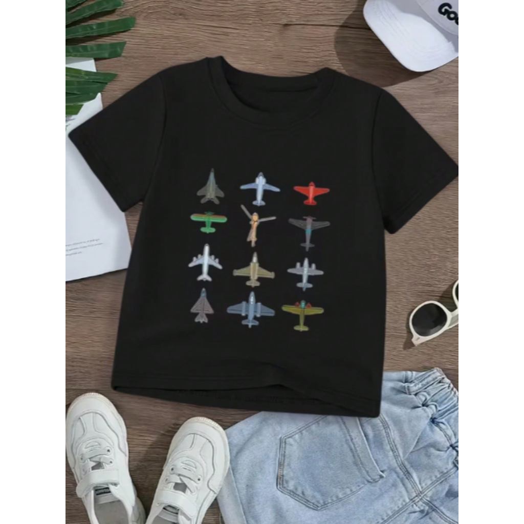 Camiseta Infantil Menino Estampada Avião 100% Algodão