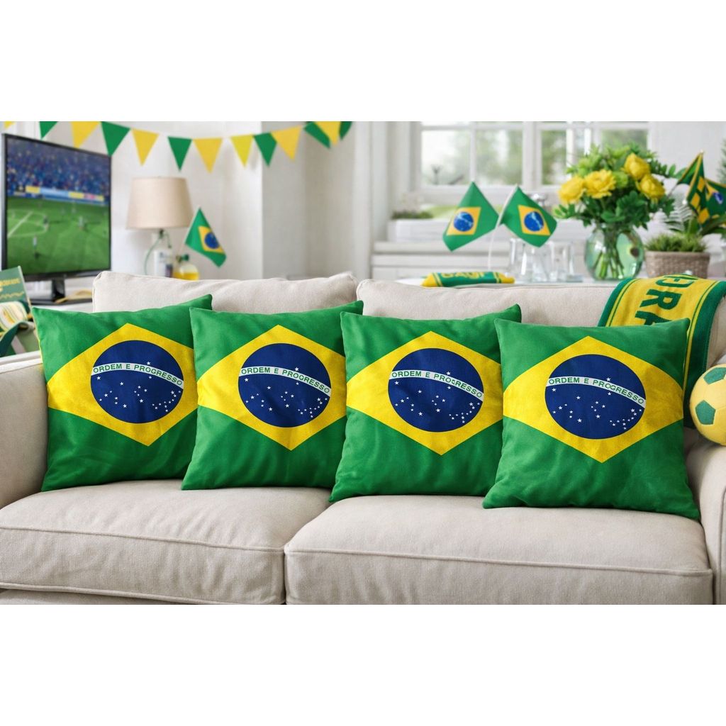 Kit 4 Capas de Almofadas Decorativas 45x45 - COPA DO MUNDO em Oferta na Shopee