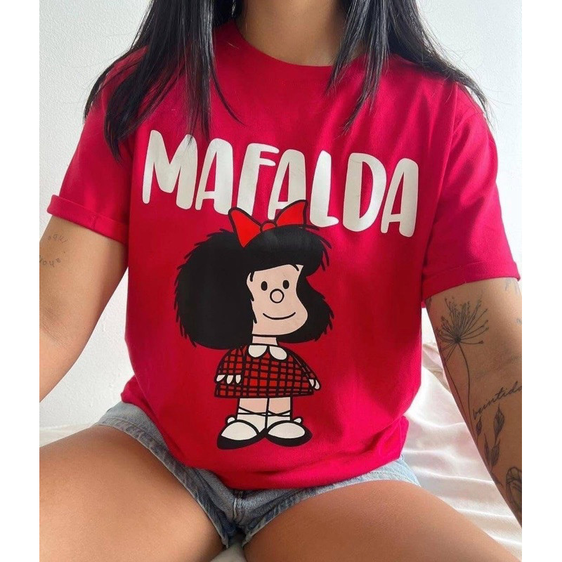 Camiseta Estampada Feminina Lançamento Estampa Mafalda Blusa Dia a Dia em Oferta na Shopee