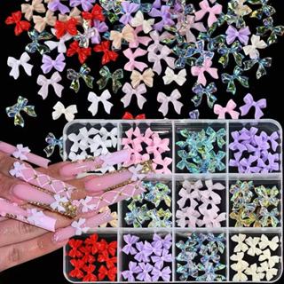Caixa 12 Grade Resina Bowknot Prego Encantos 3D Colorido Misturado Decoraçõe Da Arte Do Prego Ferramenta Manicure em Oferta na Shopee
