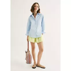 Shorts Feminino Evasê Com Linho