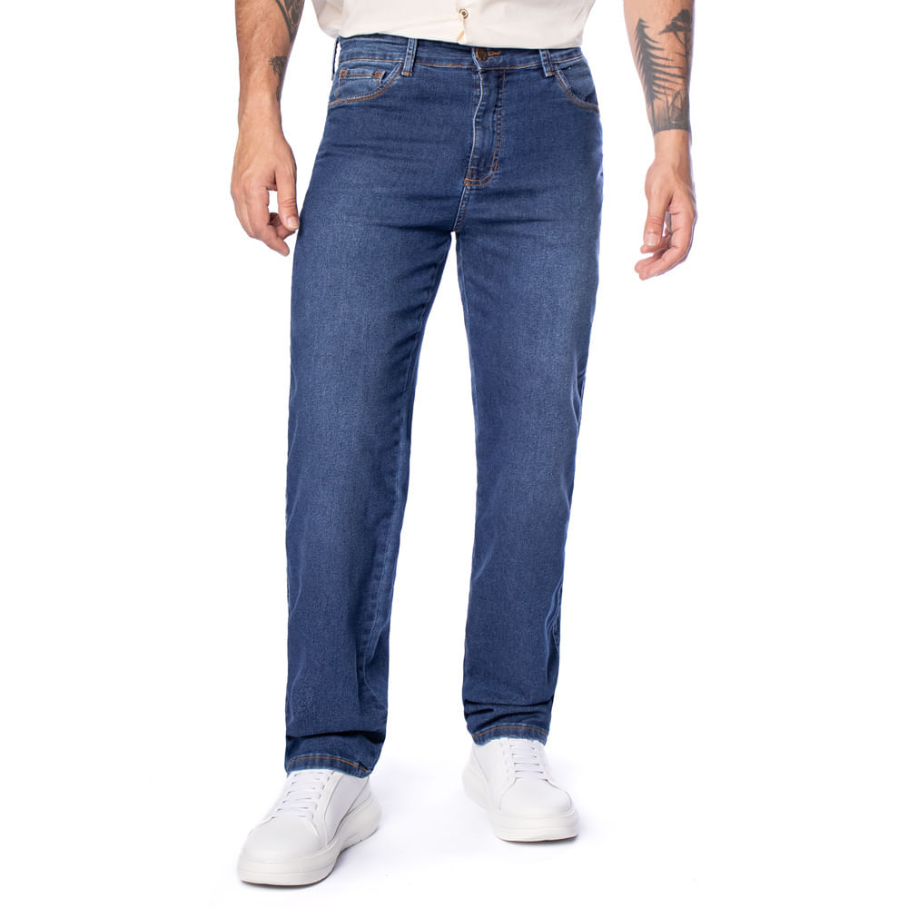 Calça Jeans Masculina Max Denim Reta Azul Escuro em Oferta na Shopee