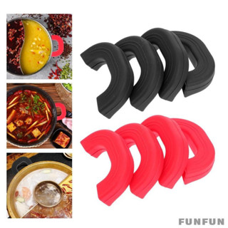 [Funfun] 4 Peças De Suporte De Alça Auxiliar De Silicone De Panela Quente Com Isolamento Térmico Para Panelas em Oferta na Shopee