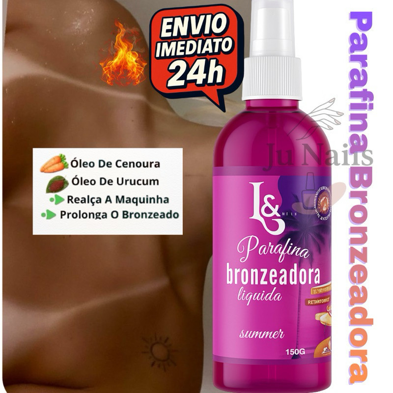 Parafina Líquida Bronzeadora Ativadora Marquinha De Fita Biquíni Verão 150ml - L&Beauty