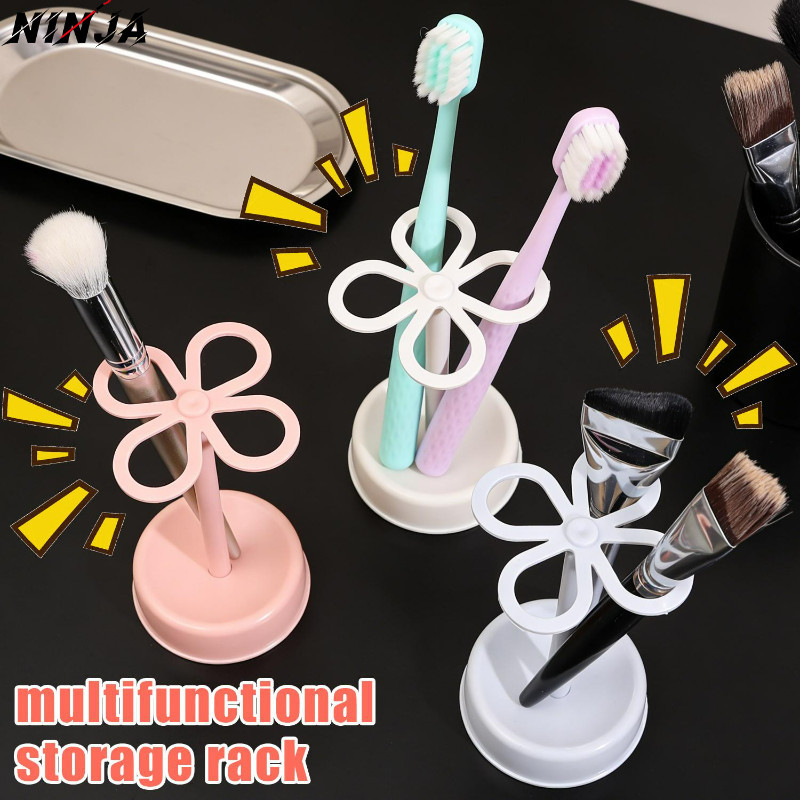 Rack De Armazenamento Multifuncional De 4 Furos De 5-1 Unidade-De Caneta Durável-Organizador De Mesa-Pincel De Maquiagem