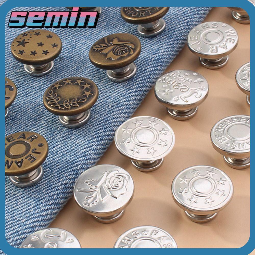 SEMIN 10pcs Botões De Jeans , Botão De Metal Sem Costura Removível , Kit De Reparo De Ajuste De Cintura Portátil em Oferta na Shopee