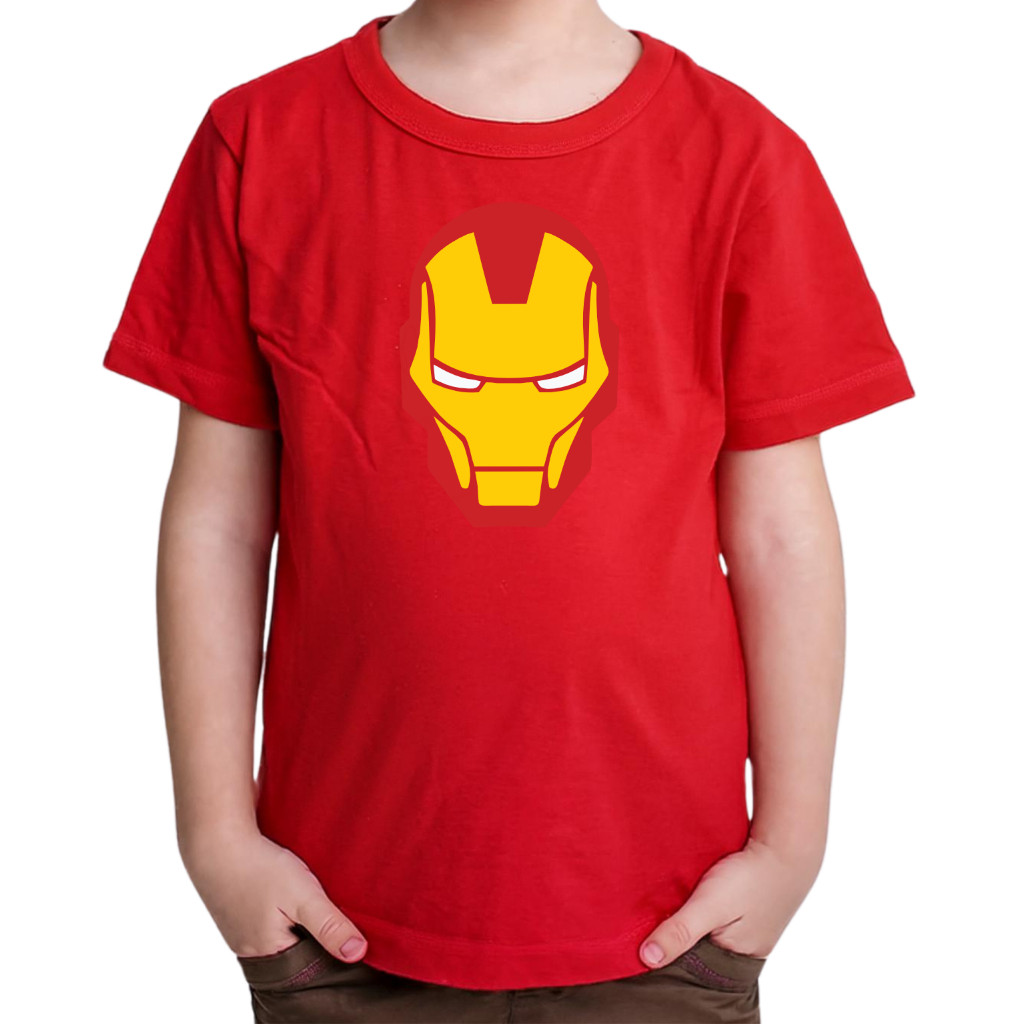 Camiseta Infantil Homem de Ferro Estampa Herói Camisa Divertida Criança Personagem Volta as Aulas