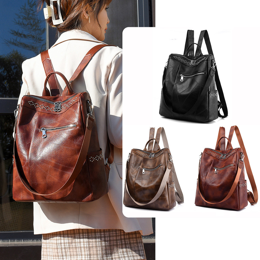 Nova Mochila Feminina De Couro PU De Grande Capacidade Mochila À Prova D'Água Mochila De Viagem De Negócios