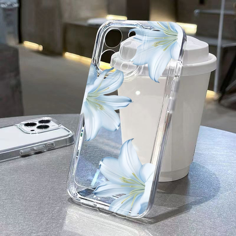 Capa De Telefone Para Samsung Galaxy A16 A15 A14 A36 A35 A34 A33 A55 A54 A53 S25 FE S24 S23 S22 Ultra Plus Lírio Branco