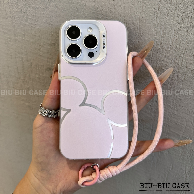 Capinha capa de Mickey Mouse Recortado SAMSUNG Galaxy A55 A54 A35 A34 A25 A15 S24 S23 A55 e S25  pulseira rosa Capa TPU 