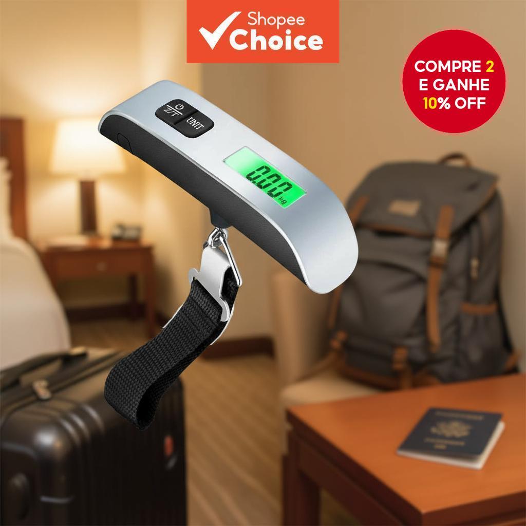 110lb/50kg Balança Digital Eletrônica LCD Portátil para Bagagem, Mala Pendurada, Bolsa de Viagem, Equilíbrio de Peso