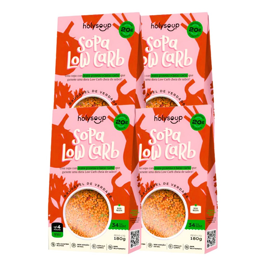 Sopa Low Carb Vegana, Sem Glúten, Emagrecer Holy Soup 4 Unid