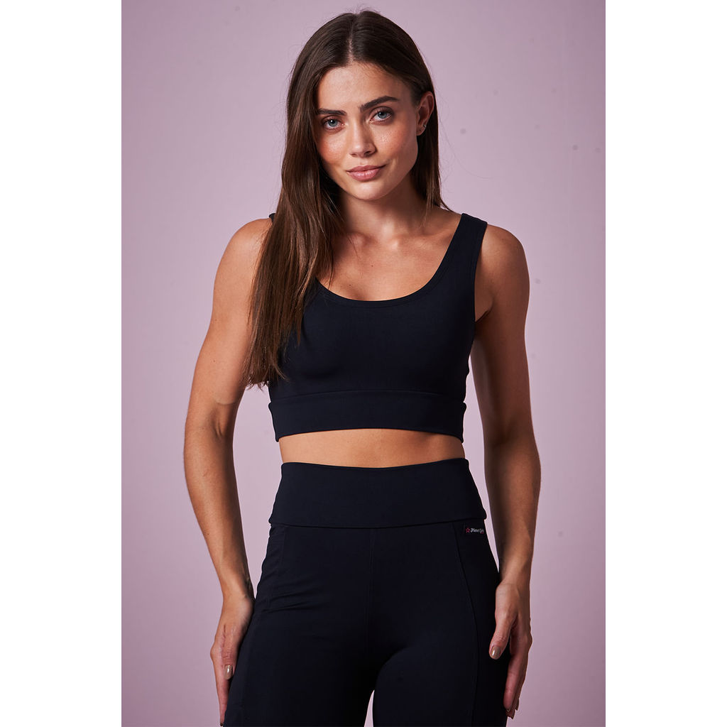 Top Feminino Fashion Fitness Planet Girls Preto em Oferta na Shopee