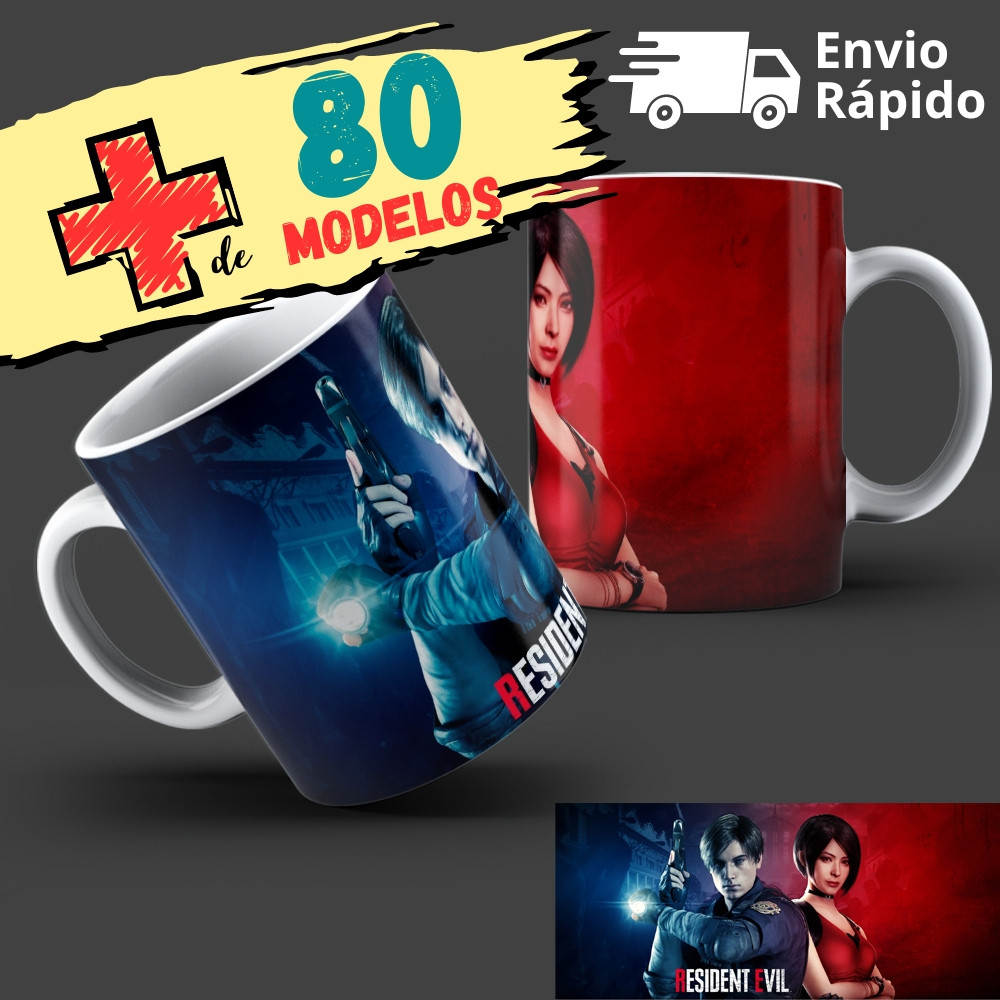 Caneca Resident Evil Umbrella Corporation, S.T.A.R.S, Jill Valentine, Chris Redfield, Leon S Kennedy