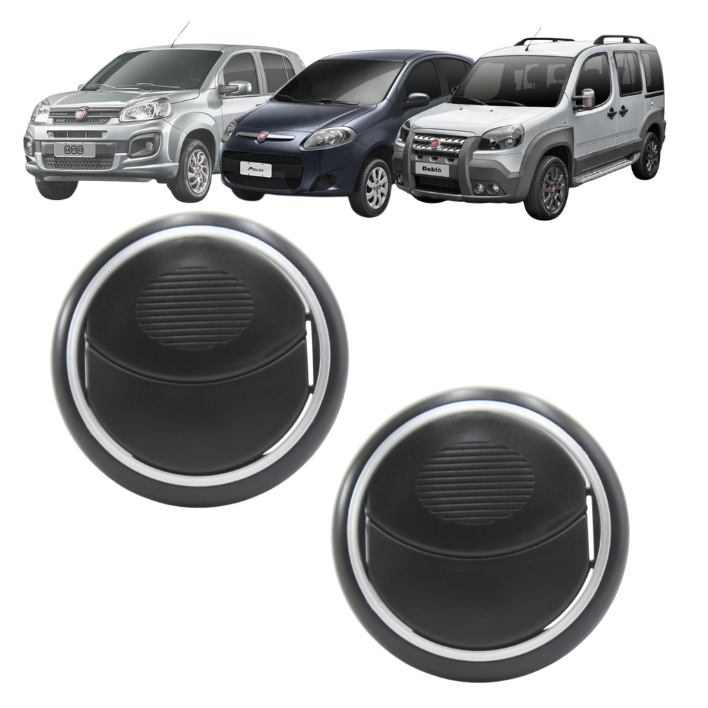 Kit 2 Difusor Saída Ar Palio 2012 a 2018 Doblo 2002 a 2021 Preto
