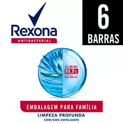 Pack Sabonete em Barra Rexona Limpeza Profunda 6 unidades com 84g