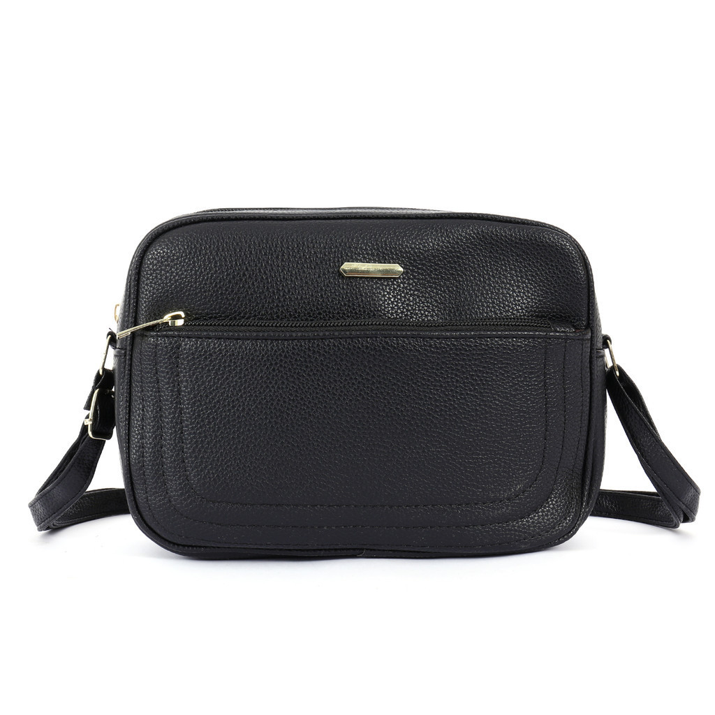 Bolsa Transversal Pequena Feminina Tipo Couro Texturizado Zíper e Bolsos Frontais/Traseiros Alça Ajustável Alex — R$ 103,90 em Shopee