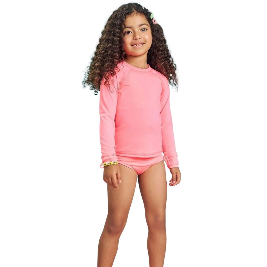 Blusa Kukiê Em Malha C/ Proteção UV 50+ Rosa Neon