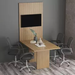 Conjunto Mesa de Escritório Reunião 136cm com Painel para TV Multimóveis CR25338