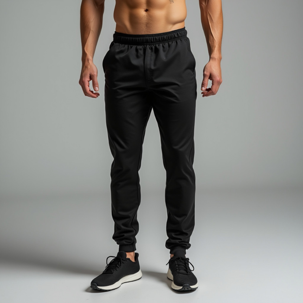 Calça masculina Tactel Elastano Leve Confortavel Jogger Esportiva Preta Academia treino bolso Preto